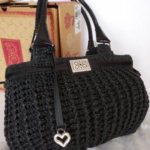 Brighton "Wynn" Black Straw Shoulder Bag NWOT